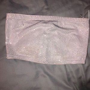 White rhinestone crop top. zips in the back